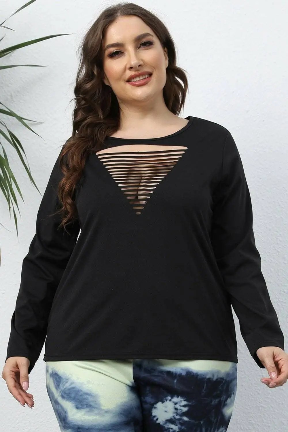 Chic sheer long sleeve plus top - Love Salve